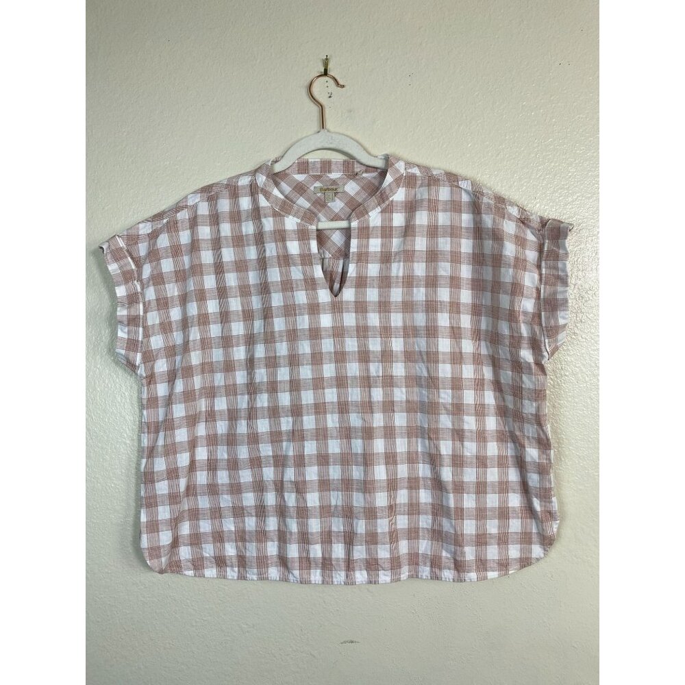 Barbour‎ Womens Stoneleigh Checked Cotton Top Size 12 Boxy Short sleeve Vacation